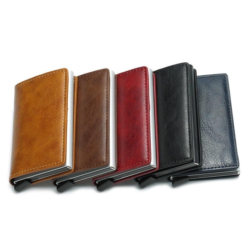 Porte-cartes de crédit antivol pour homme, portefeuille en cuir