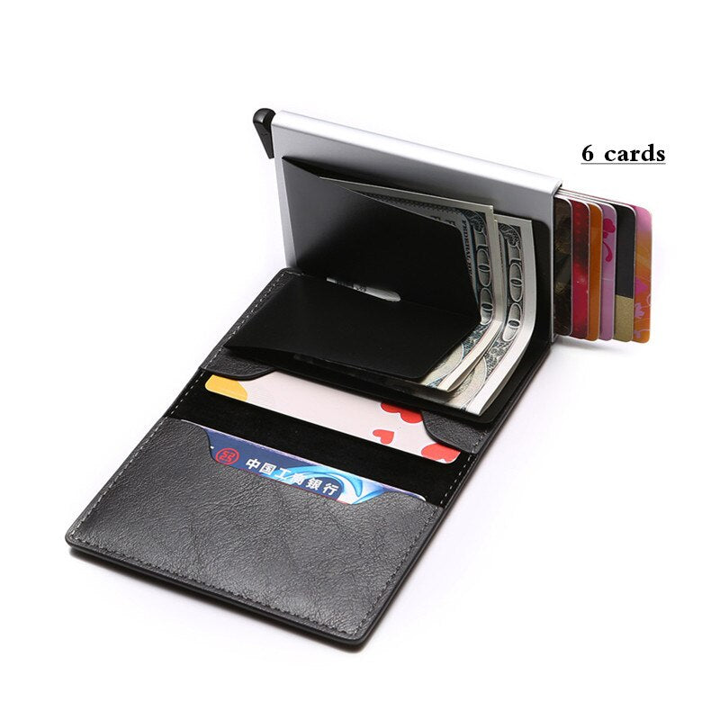 Porte-cartes de crédit antivol pour homme, portefeuille en cuir