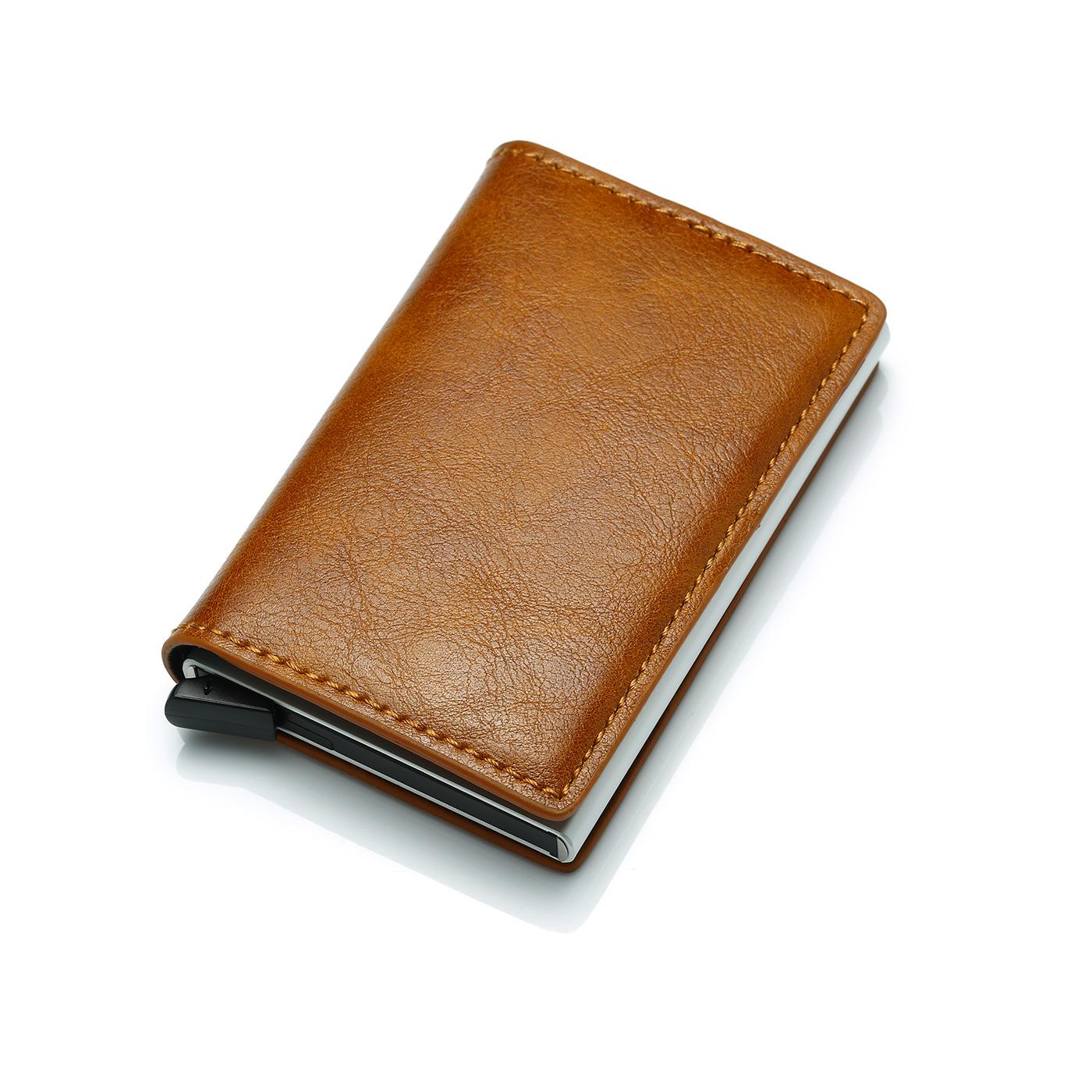 Porte-cartes de crédit antivol pour homme, portefeuille en cuir