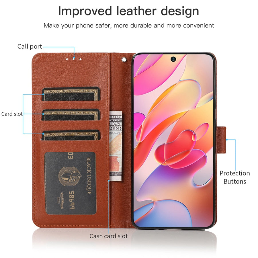 Etui portefeuille en cuir pour Xiaomi Redmi