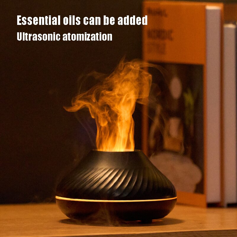 Diffuseur d’huiles essentielles avec veilleuse à flamme, humidificateur  atomisant d’aromathérapie silencieuse de 180 ml, diffuseur d’huiles